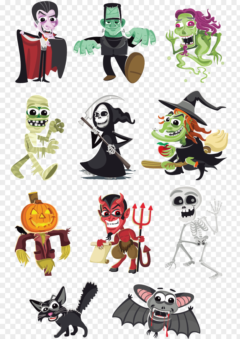 11 Paragraph Halloween Cartoon Character Design Vector Material Frankenstein's Monster PNG