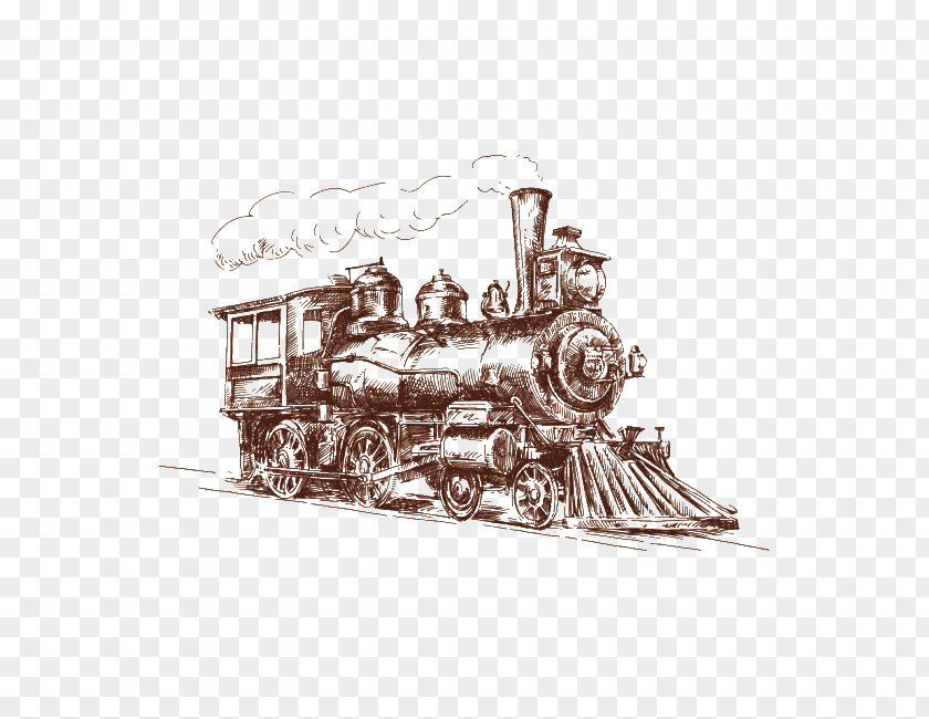 Train Rail Transport Steam Locomotive Drawing PNG