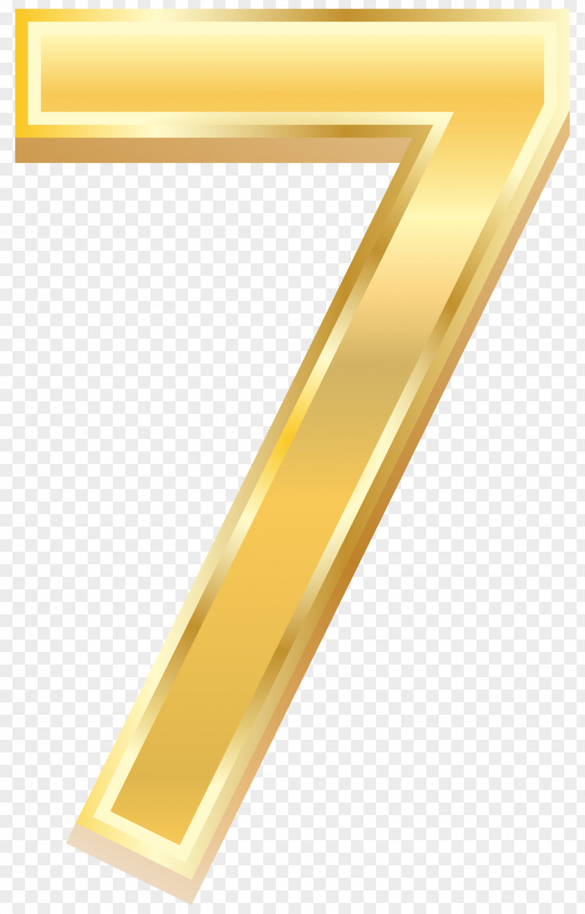Gold Style Number Seven Clip Art Image Numerical Digit PNG