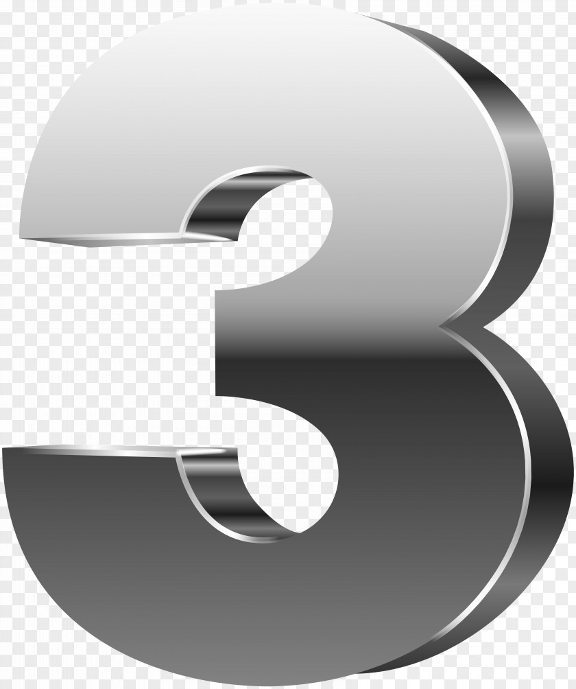 Number Three 3D Silver Clip Art Image Computer Graphics PNG