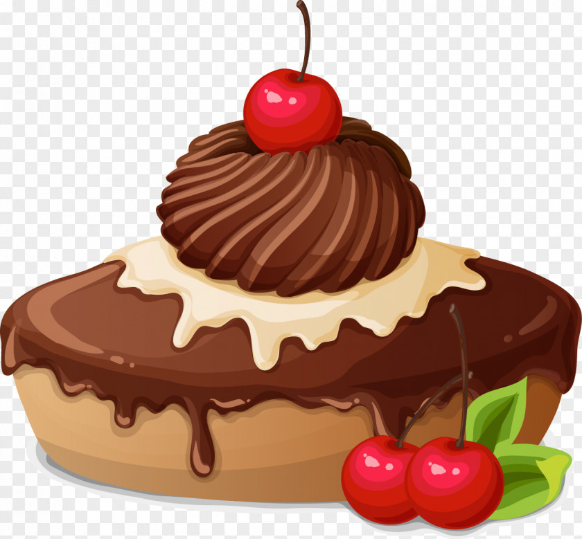 Delicious Chocolate Cherry Pie Cake Bakery Cupcake Dulce De Leche PNG