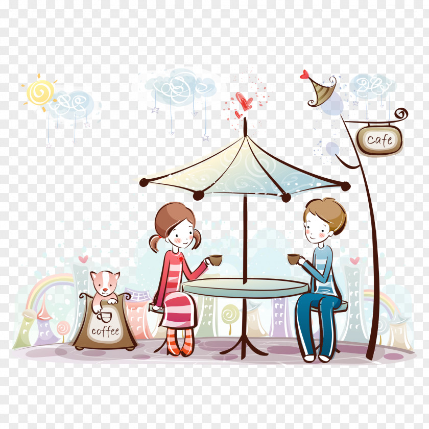 Coffee Cafe Cartoon PNG