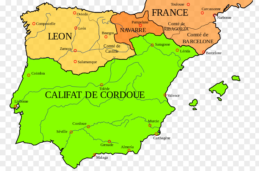 Map Iberian Peninsula Umayyad Conquest Of Hispania Visigothic Kingdom Historical Maps PNG