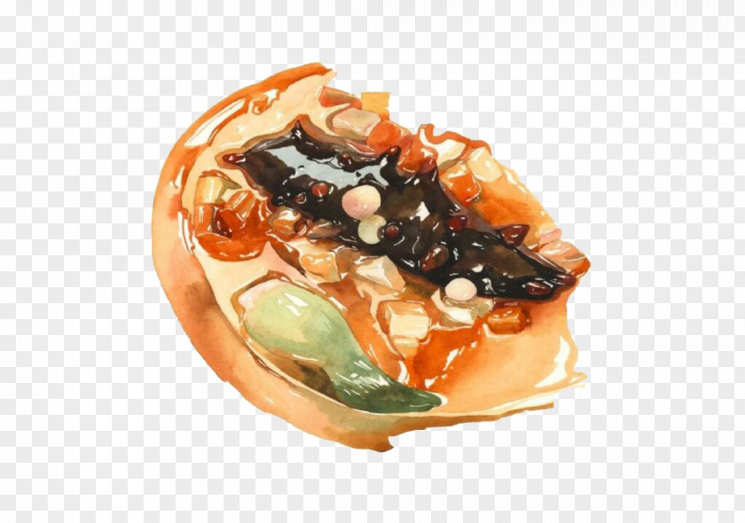 Sea Cucumber As Food Watercolor Painting Cuisine Dish Illustration PNG