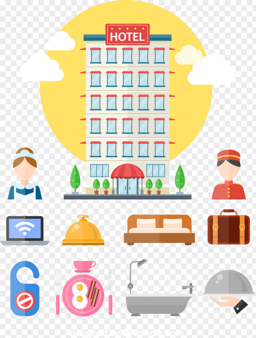 Vector Flat Hotel Gratis PNG