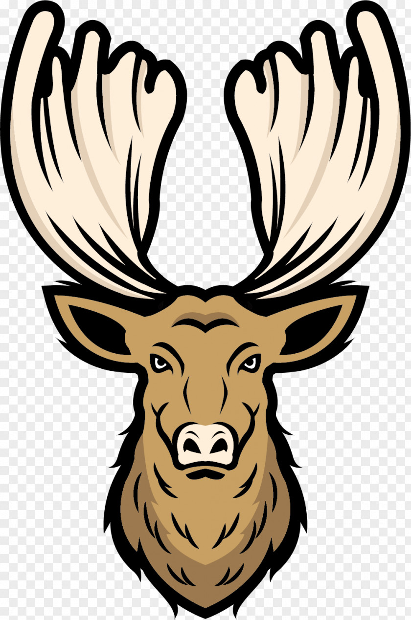 Dark Deer Head Elk Red Moose Antler PNG