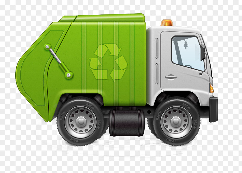 Green And Environmentally Friendly Garbage Truck PNG