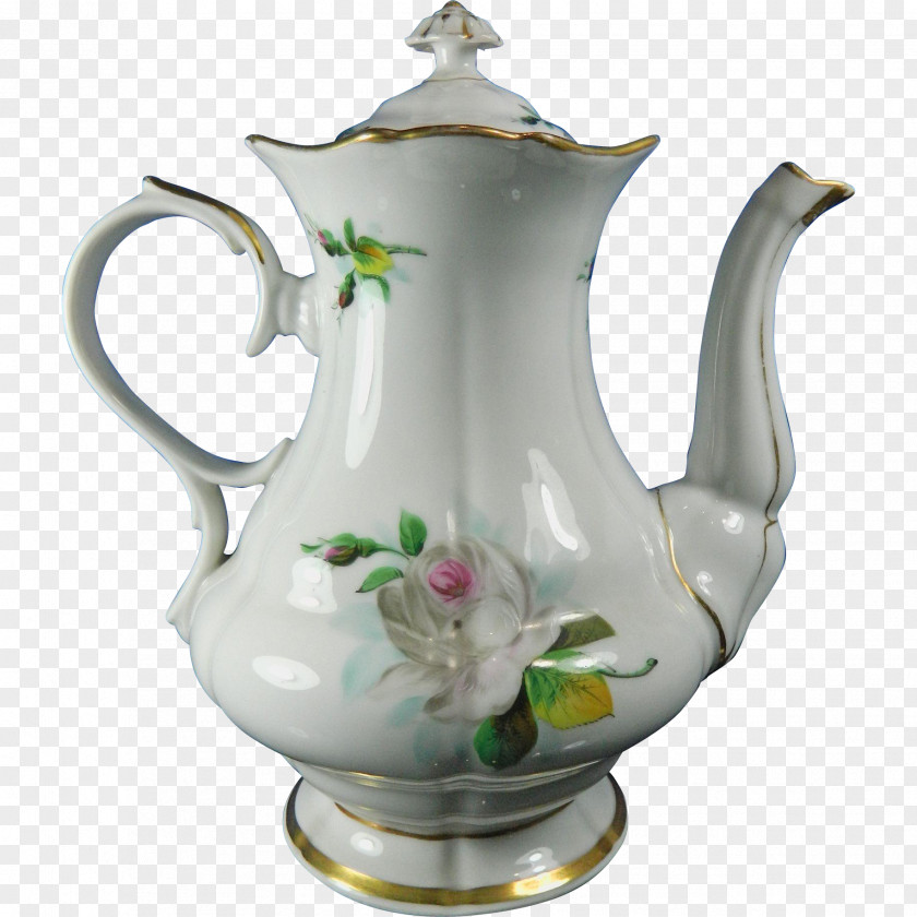 Hand Painted Teapot Jug Saucer Porcelain Pitcher Vase PNG