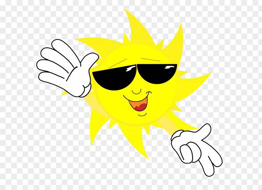 Yellow Cartoon Sun Wearing Sunglasses Clip Art PNG