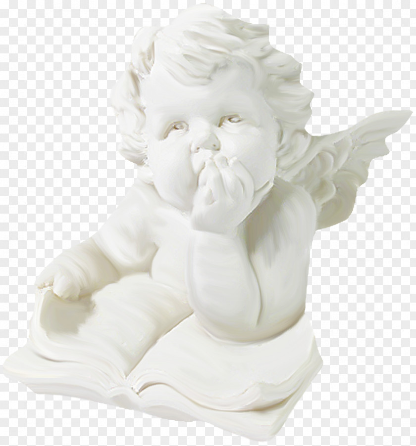 Little Angel Reading A Book Thinking Sculpture Adobe Illustrator PNG