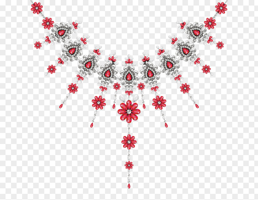 Diamond Flower Jewelry Earring Necklace Jewellery PNG