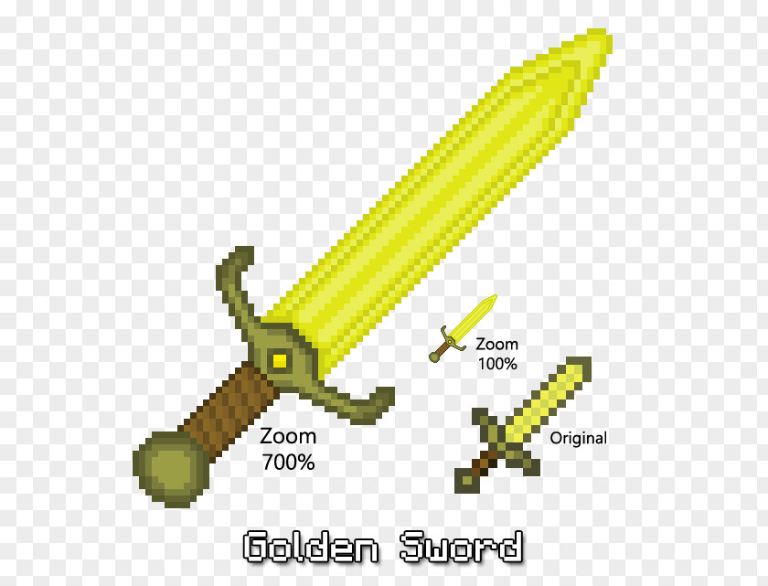 Golden Sword Of Dragonwalk Pixel Art Minecraft Digital PNG