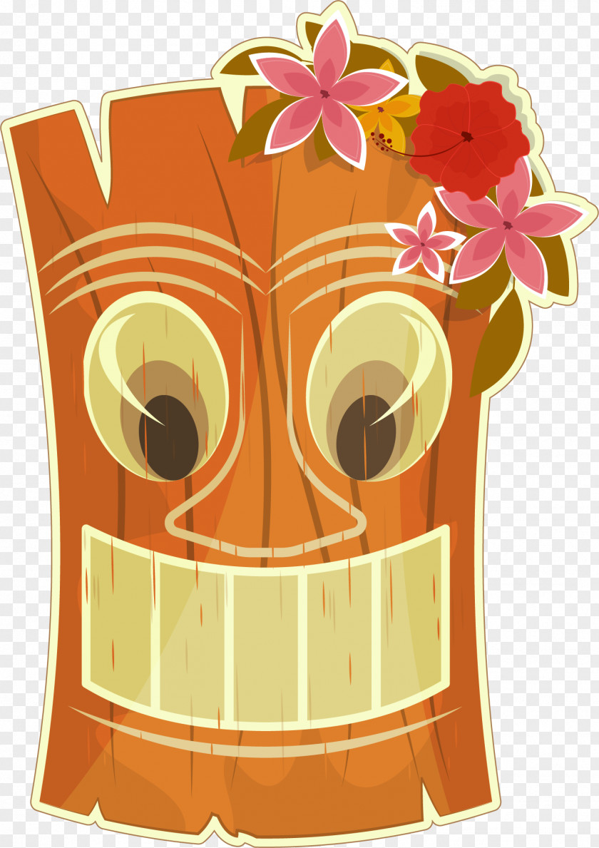 Hand Painted Brown Mask Hawaii Tiki Bar Clip Art PNG