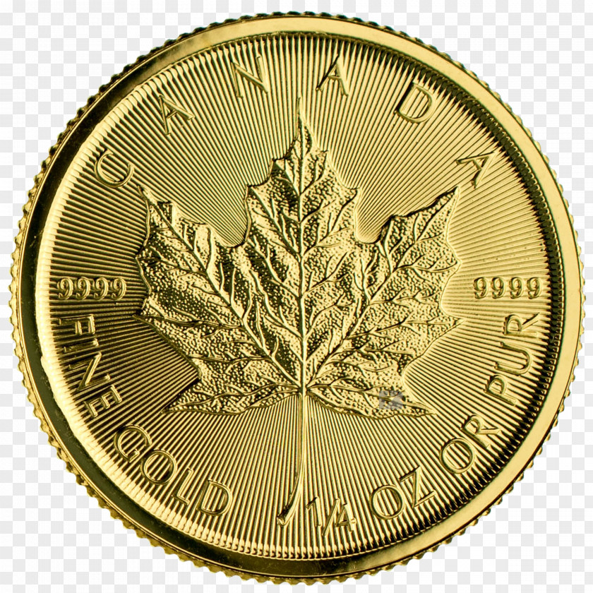 Gold Coin Canadian Maple Leaf Bullion PNG