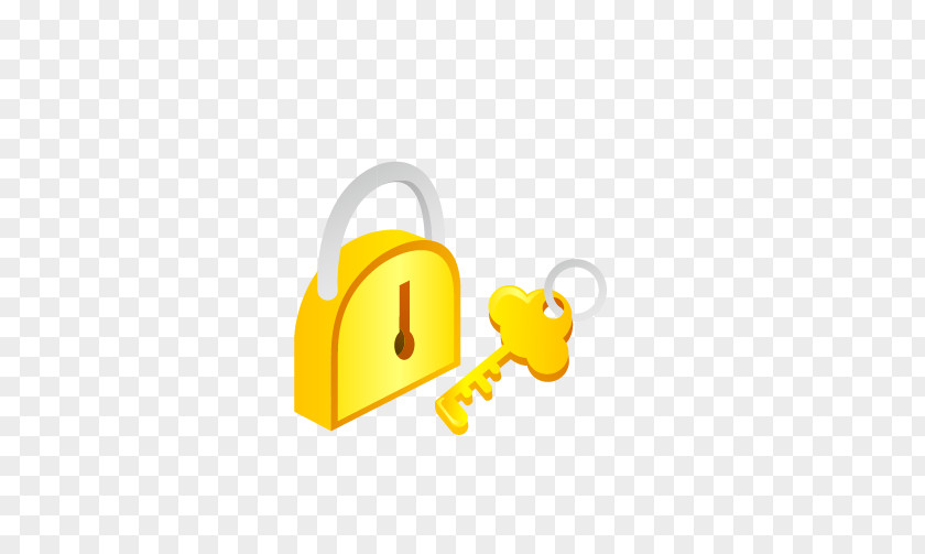 Cartoon Golden Key Lock PNG