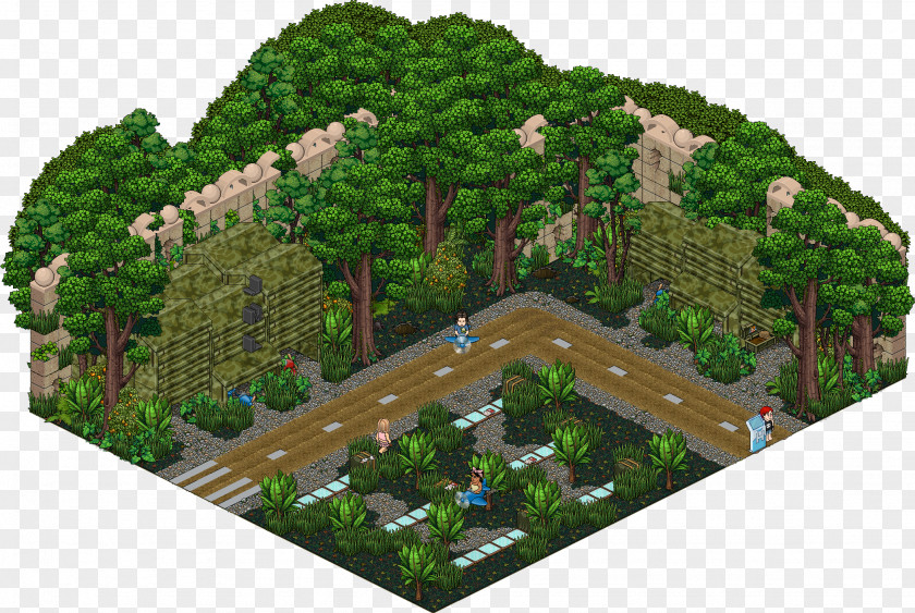 Habbo Game Biome Tree Garden PNG