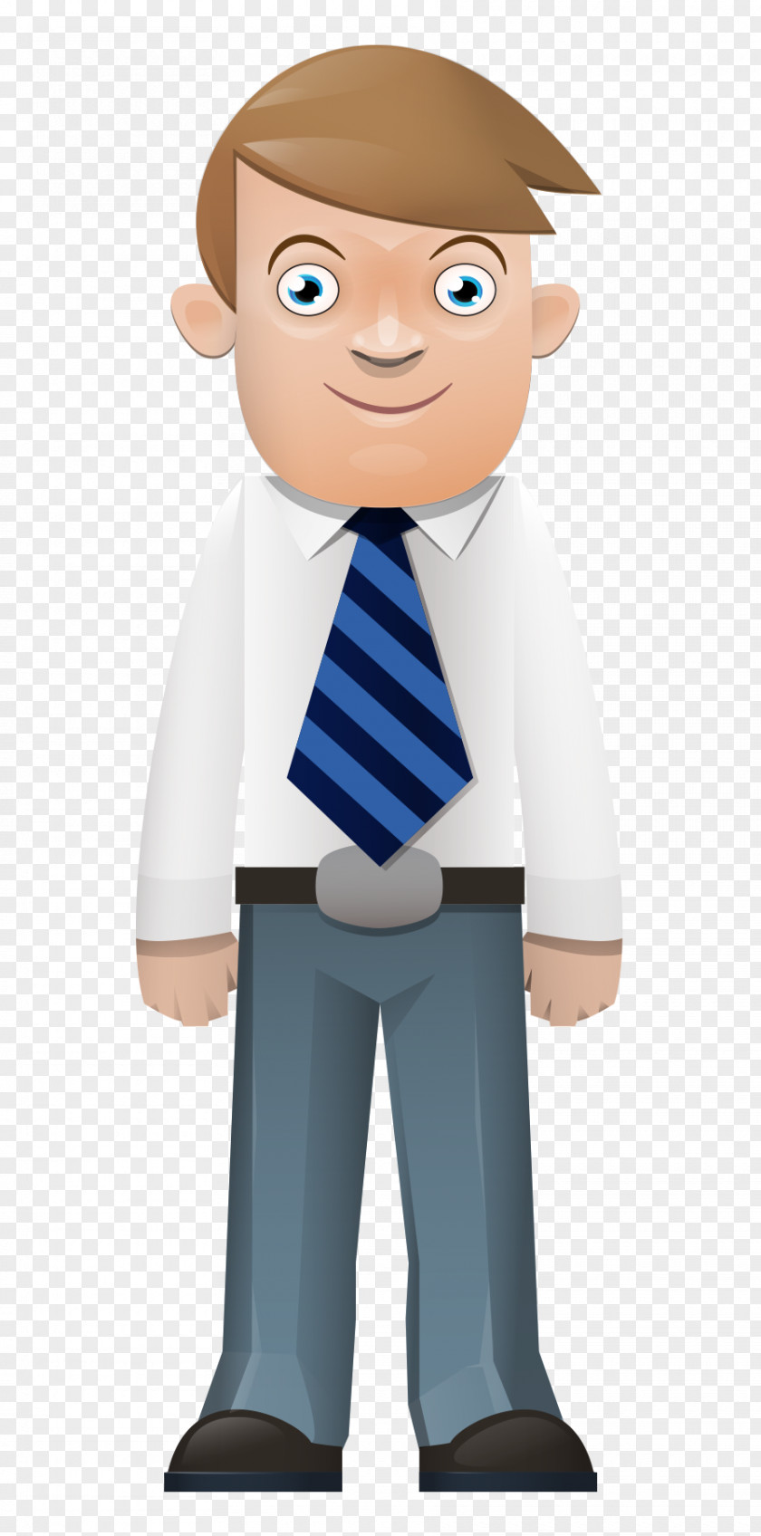 Hand-painted Cartoon Man Standing Front Tie Illustration PNG