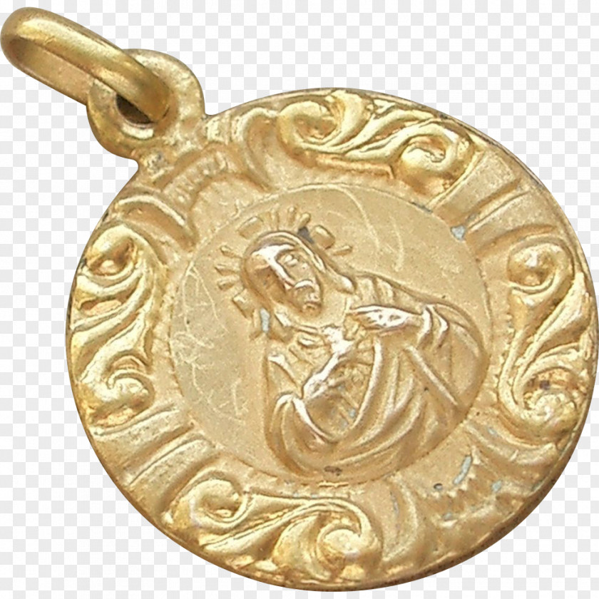 Medal Locket Bronze 01504 Gold PNG