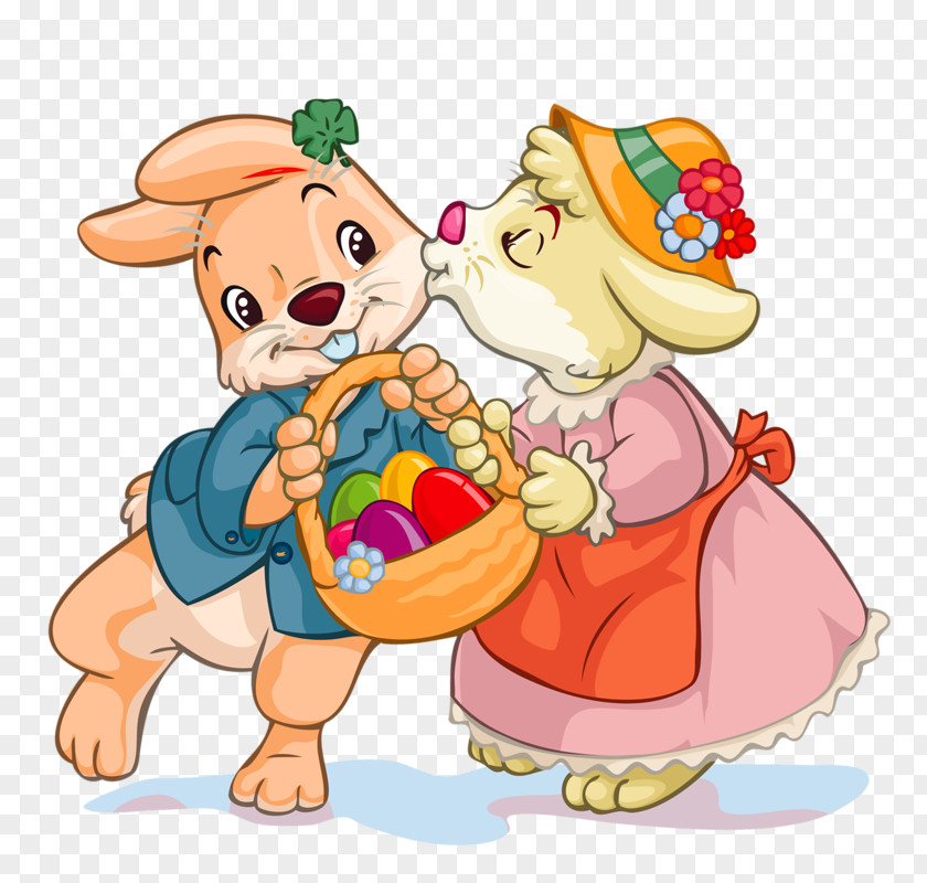 Cute Rabbit Easter Bunny Basket Egg Clip Art PNG