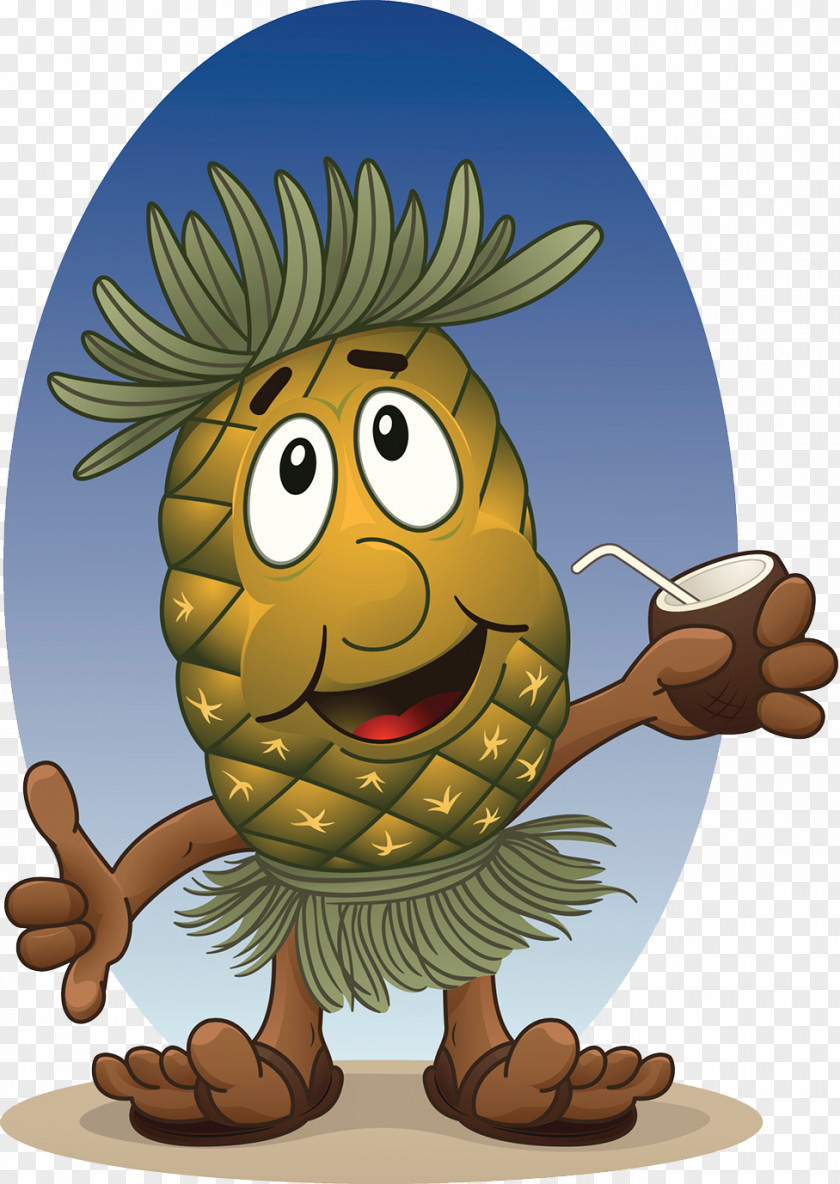 Hawaiian Pineapple Cartoon Image Drawing Illustration PNG