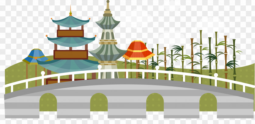 The Ancient Buildings In Park Cartoon Architecture PNG