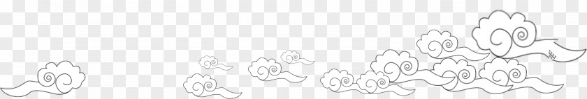 White Clouds Line Art Pattern PNG