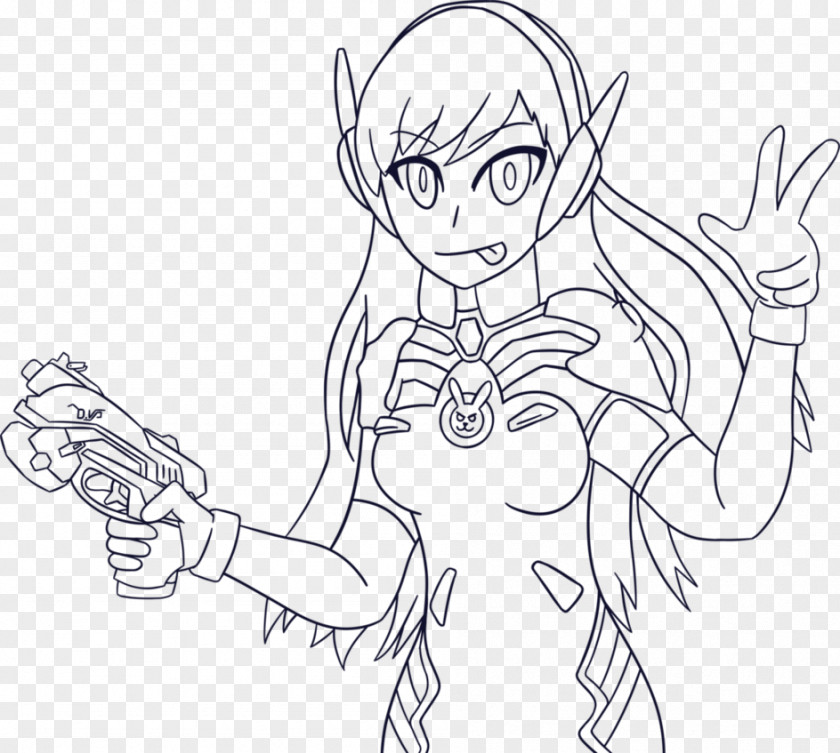 D.va Fanart Line Art Finger Drawing Homo Sapiens Human Behavior PNG