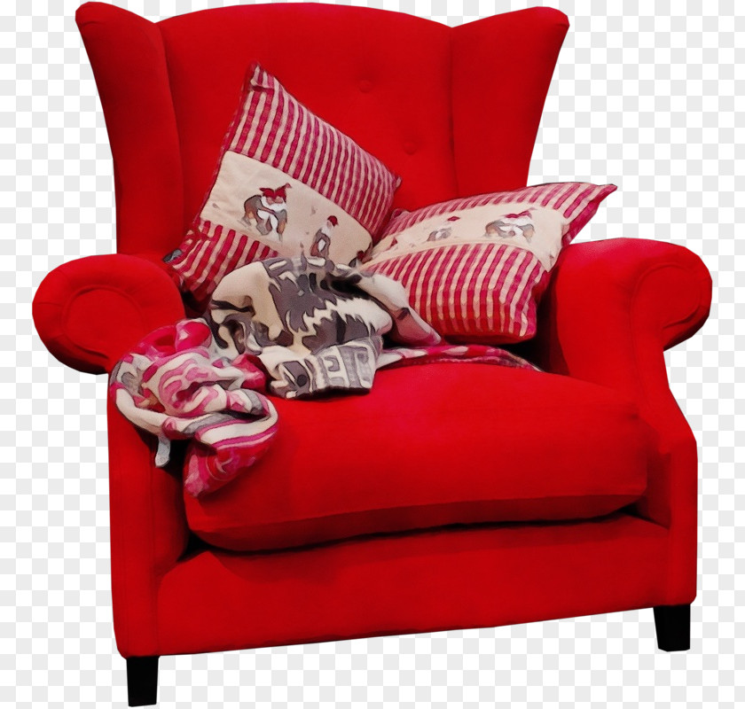 Futon Loveseat Furniture Red Chair Couch Throw Pillow PNG