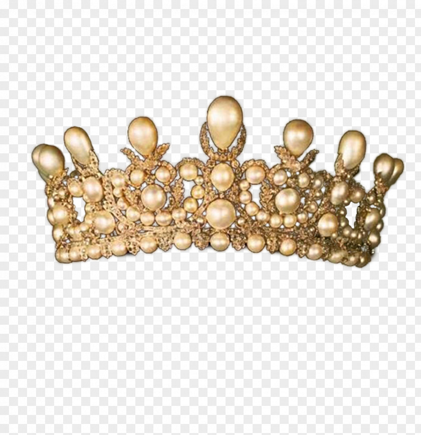Gold Crown Jewels Pearl PNG