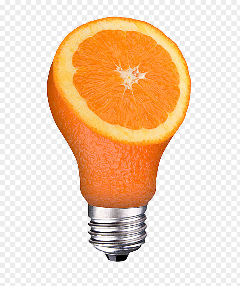 Orange Light Bulb Incandescent Electric Lighting PNG