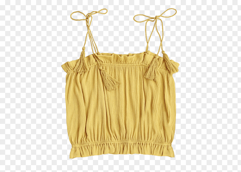 Yellow Wedge Tennis Shoes For Women T-shirt Blouse Crop Top Ruffle PNG