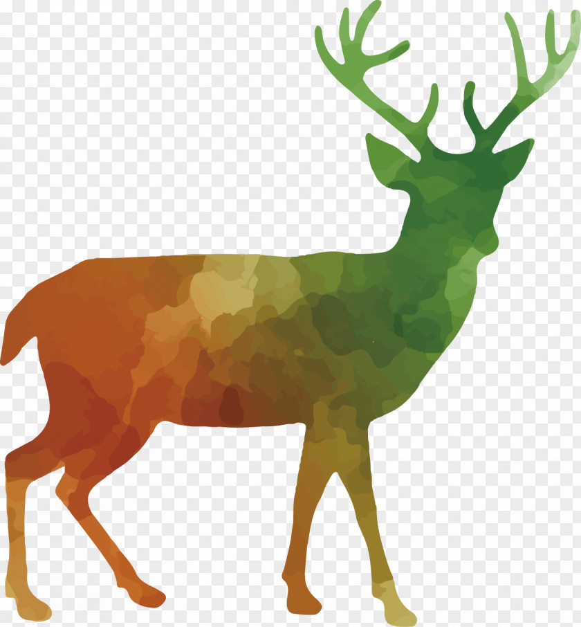 Colorful Animal Silhouettes Set White-tailed Deer Red Reindeer Clip Art PNG