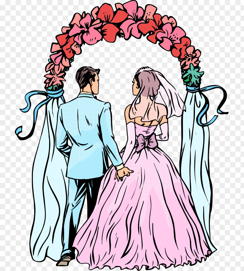 Vector Couple Wedding Invitation Marriage Bridegroom Illustration PNG