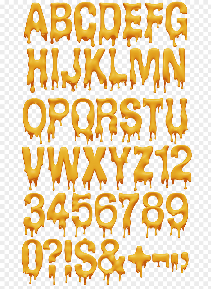 Cute Font Typeface Melting Letter Number PNG