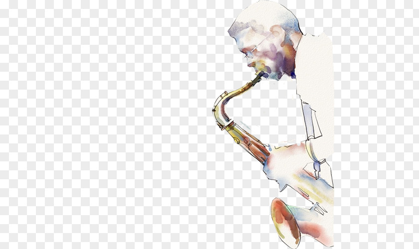 Saxophone Man Hand Painting Jazz Art Painter PNG