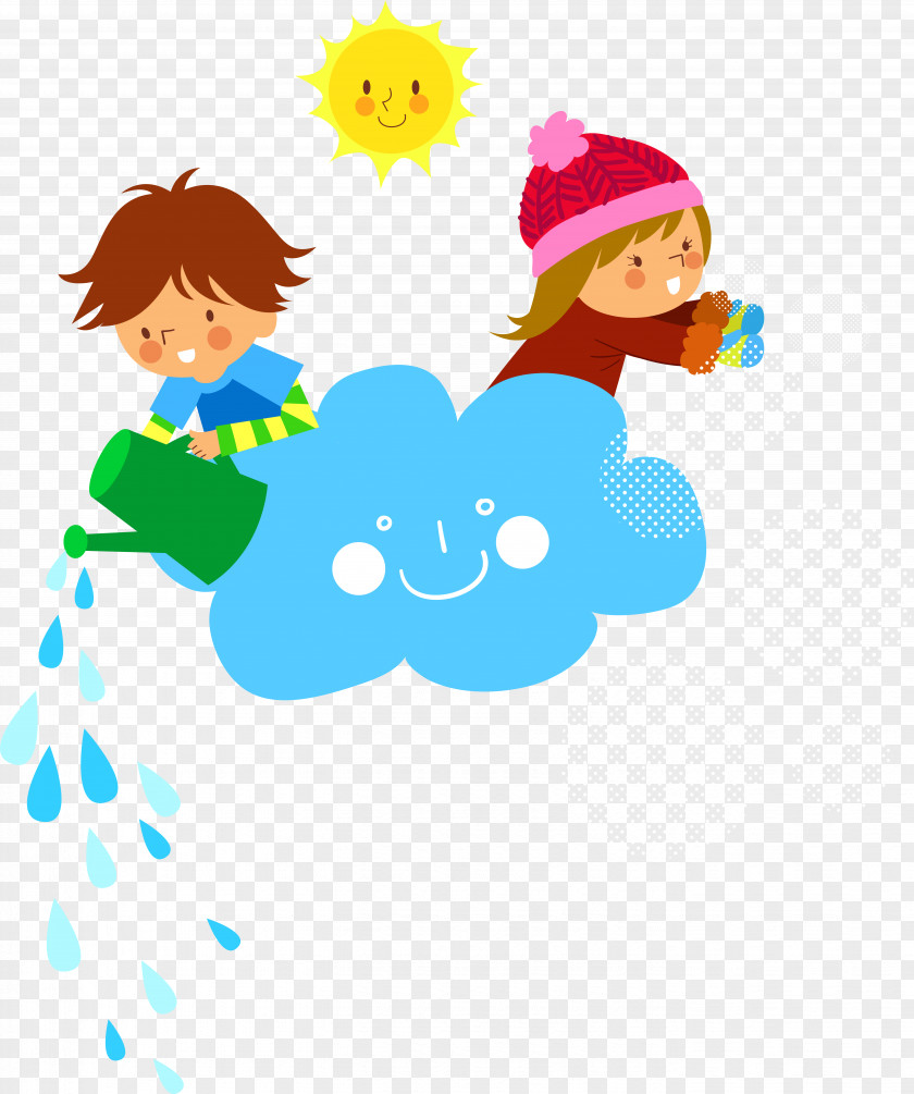 Vector Watering Child PNG