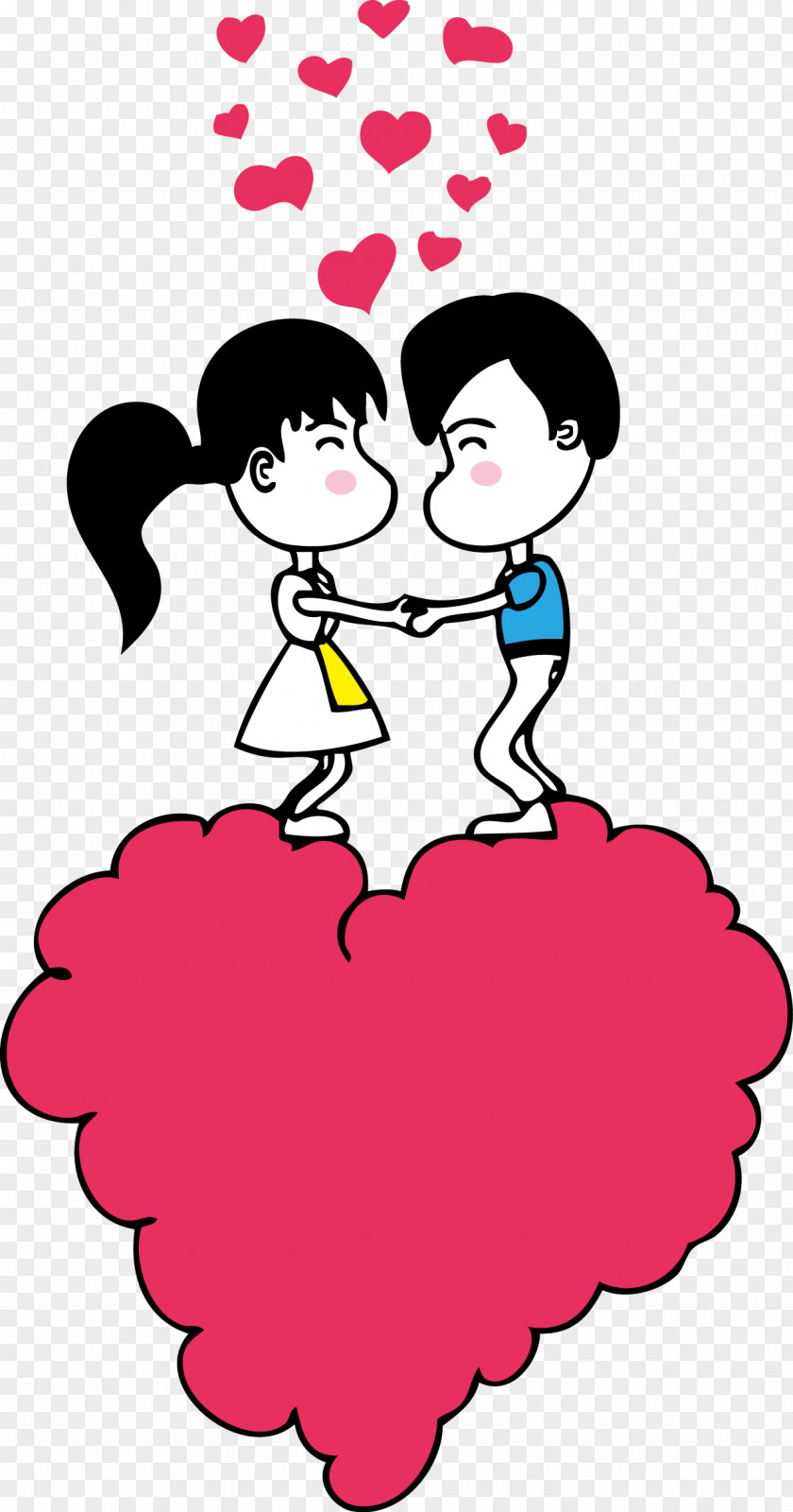 Cartoon Couple Stepped Loving Cloud Vector Material Clip Art PNG