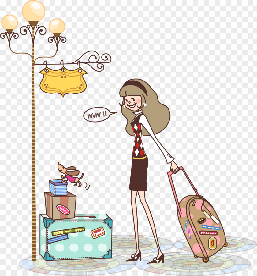 Suitcase Travel Woman PNG