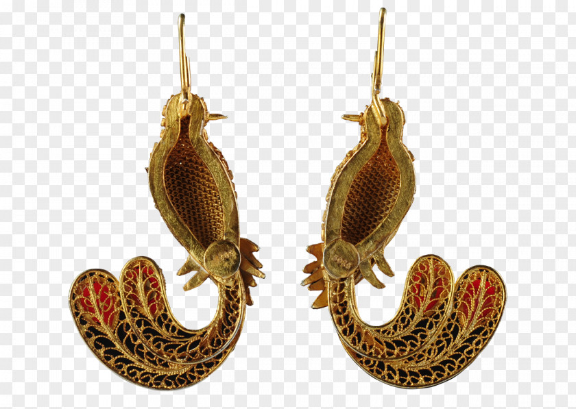 Centrepiece Filigree Earring Gold PNG