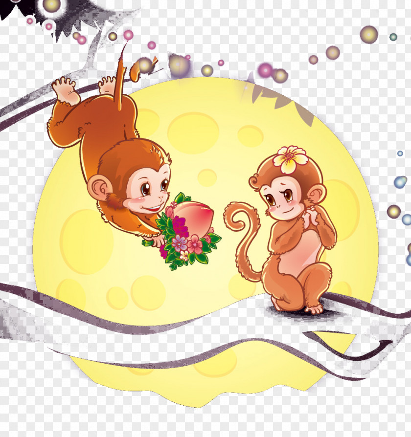 Moon Monkey Standing On The Branches Beijing Significant Other Romance Illustration PNG