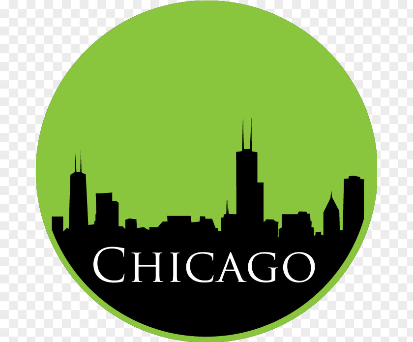 Silhouette Text Chicago Skyline Decal PNG