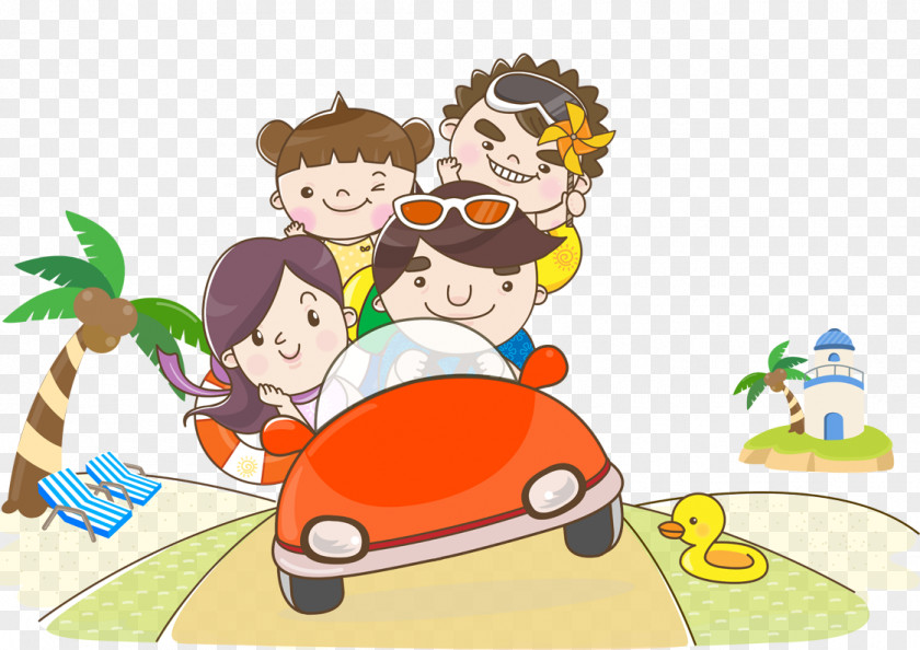 Family Trip Taitung County Cartoon Beach PNG