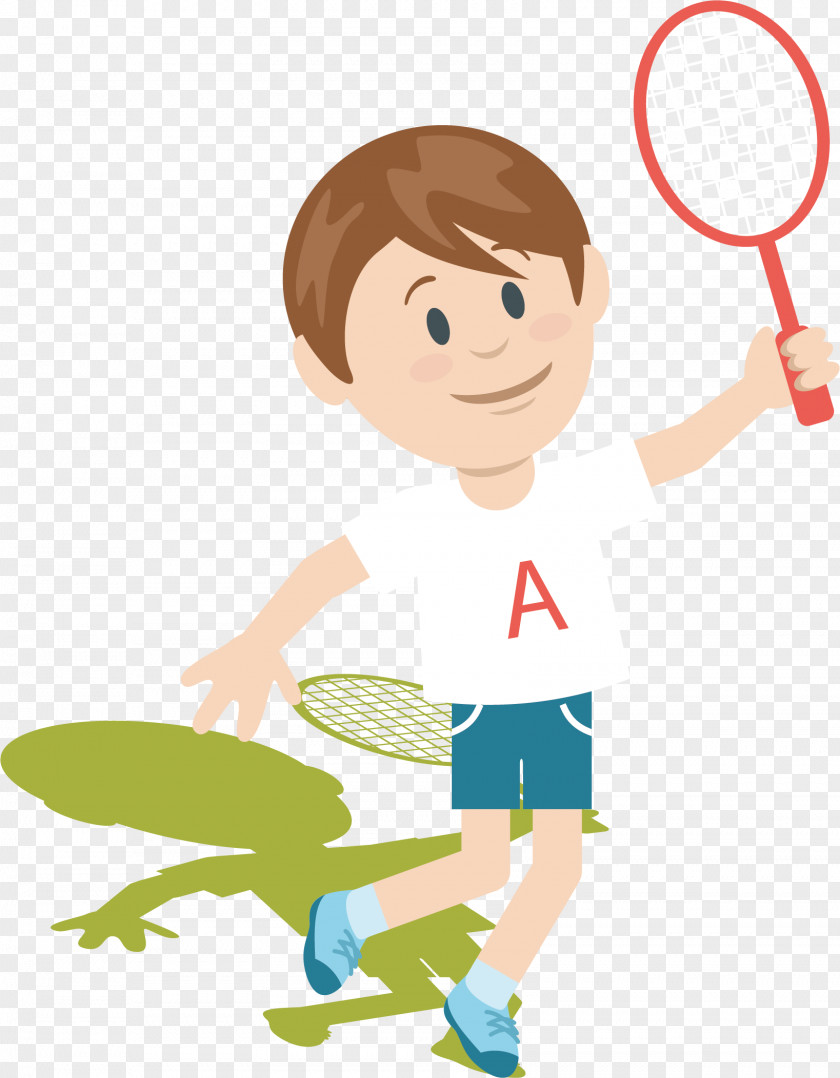 Vector Boy Playing Badminton Clip Art PNG