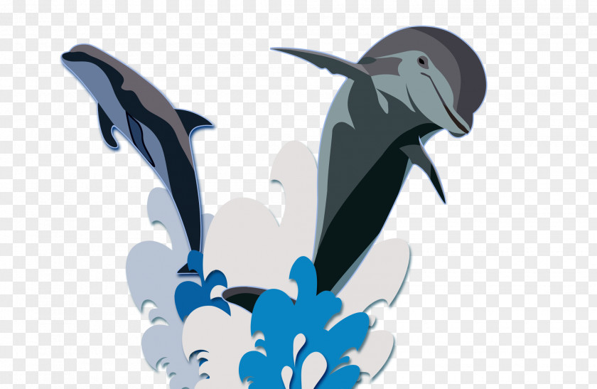 Cartoon Upturned Black Dolphin Jump Wallpaper PNG