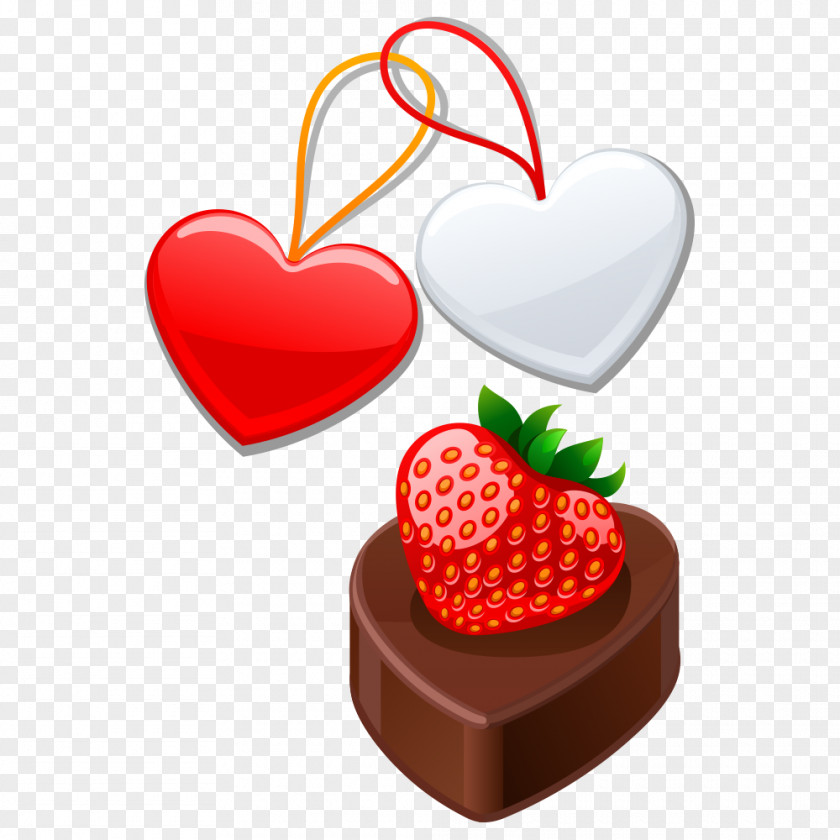 Love Shaped Chocolate Pudding Strawberry Pie White Praline PNG