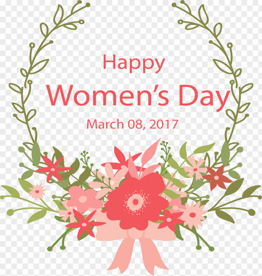 Romantic Flowers Decorated Women's Day Floral Design International Womens Woman PNG