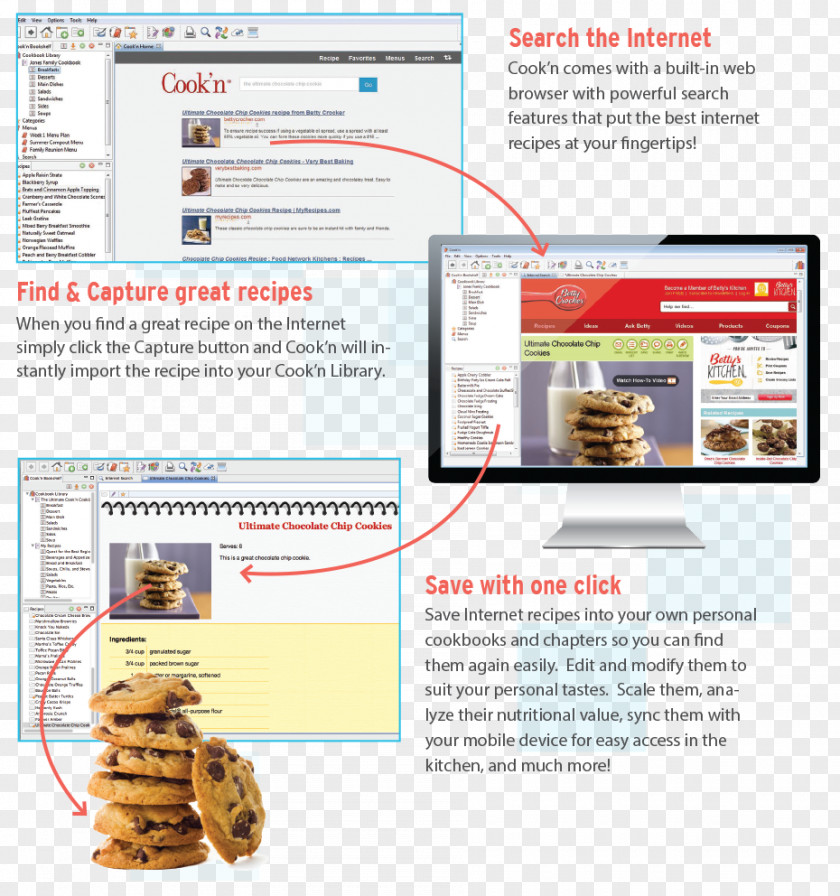 Cooking Recipe Organizer Literary Cookbook Chocolate Chip Cookie PNG