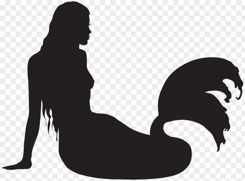 Sitting Mermaid Silhouette Clip Art PNG