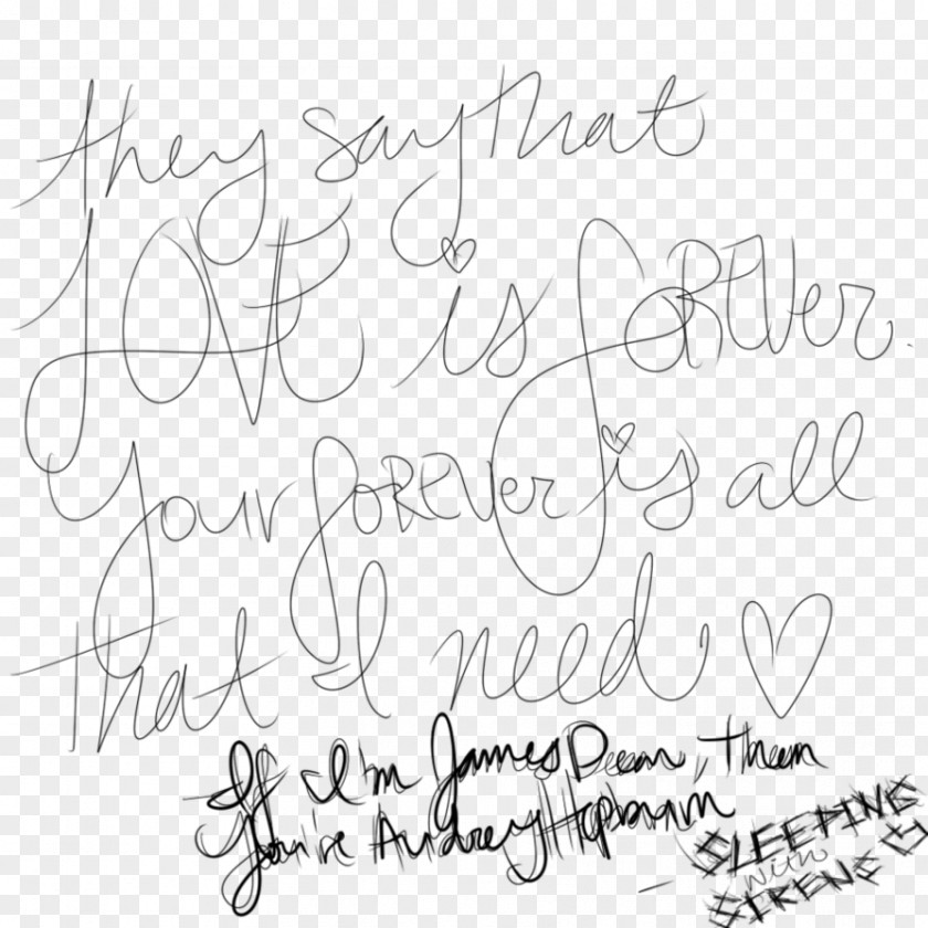 Sleeping With Sirens Handwriting Calligraphy Line Art Font PNG