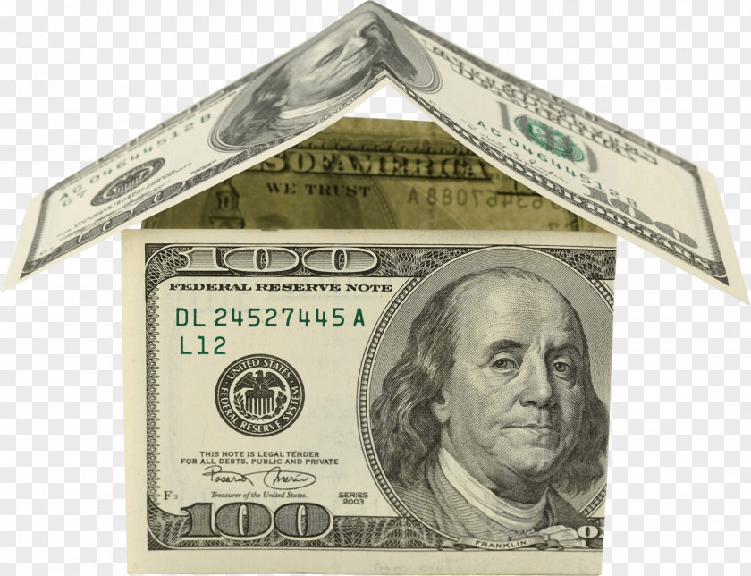 Money House Dollars PNG Dollars, 100 US dollar banknotes forming house clipart PNG